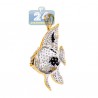 Womens Diamond Angelfish Fish Pendant 14K Yellow Gold 1.86ct
