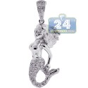 14K White Gold 0.66 ct Diamond Womens Mermaid Pendant