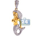14K Yellow Gold 1.02 ct Diamond Womens Mermaid Pendant