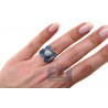 14K White Gold 1.34 ct Diamond Blue Sapphire Flower Cocktail Ring