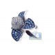 14K White Gold 1.34 ct Diamond Blue Sapphire Flower Ring