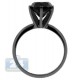 14K Gold 3.02 ct Black Diamond Solitaire Womens Engagement Ring