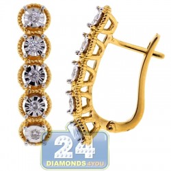 18K Two Tone Gold 0.21 ct Diamond Illusion Womens Earrings