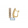Womens Diamond Illusion Huggie Earrings 18K Two Tone Gold 0.21 ct
