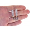 Womens Diamond Small Huggie Earrings 18K Two Tone Gold 1.55 ct