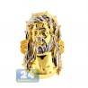 10K Yellow Gold Diamond Cut Jesus Christ Head Mens Ring