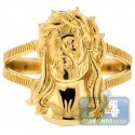 10K Yellow Gold Jesus Christ Head Womens Ring