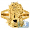 10K Yellow Gold Jesus Christ Head Womens Ring