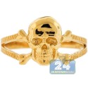 10K Yellow Gold Skull & Bones Womens Ring