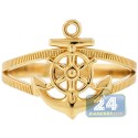 10K Yellow Gold Anchor & Wheel Womens Ring