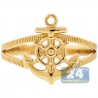 10K Yellow Gold Anchor & Wheel Womens Ring