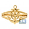 10K Yellow Gold Anchor & Wheel Womens Ring