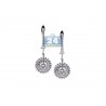 Womens Diamond Round Drop Earrings 18K White Gold 1.21 Carat