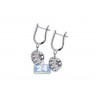 Womens Diamond Round Drop Earrings 18K White Gold 1.21 Carat