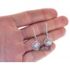 Womens Diamond Round Drop Earrings 18K White Gold 1.21 Carat
