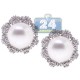 18K White Gold 2.31 ct Diamond Pearl Womens Huggie Earrings
