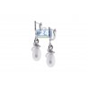 Womens Diamond Pearl Drop Earrings 18K White Gold 0.56 Carat