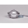 18K White Gold 1.03 ct Diamond 10 mm Pearl Knot Ring