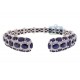 18K White Gold 24.23 ct Diamond Blue Sapphire Cuff Bracelet