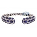18K White Gold 24.23 ct Diamond Blue Sapphire Cuff Bracelet