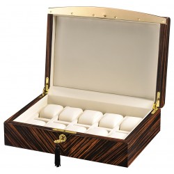 Volta Ebony Wood Cream Leather 10 Watch Box 31-560932