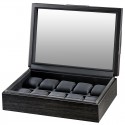 Volta Charcoal Grain Black Leather 10 Watch Box 31-560960