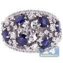 18K White Gold 3.54 ct Diamond Blue Sapphire Womens Ring