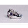 Womens Diamond Blue Sapphire Cluster Band Ring 18K Gold 3.54 ct