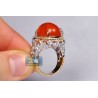 18K Yellow Gold 13.95 ct Diamond Fire Opal Womens Ring