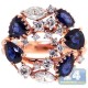 18K Rose Gold 4.31 ct Diamond Blue Sapphire Womens Ring