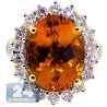 18K Yellow Gold 10.55 ct Diamond Fire Opal Womens Ring