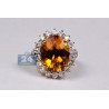 18K Yellow Gold 10.55 ct Diamond Fire Opal Womens Ring
