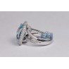 14K White Gold 10.60 ct Diamond Blue Topaz Womens Ring