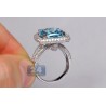 14K White Gold 10.60 ct Diamond Blue Topaz Womens Ring