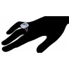 14K White Gold 10.60 ct Diamond Blue Topaz Womens Ring