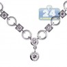 Womens Diamond Drop Y Shaped Necklace 14K White Gold 16.75"