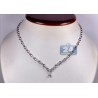 Womens Diamond Drop Y Shaped Necklace 14K White Gold 16.75"