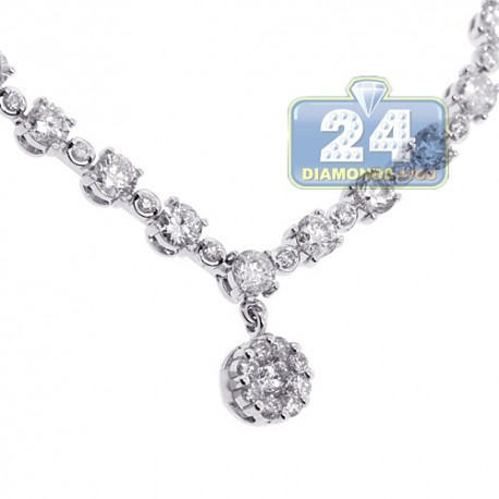 Womens Diamond Lariat Drop Necklace 14K White Gold 3.94ct 17"