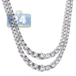 18K White Gold 8.13 ct Diamond Womens Layered Tennis Necklace