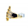 14K Yellow Gold 0.80 ct Baguette Round Diamond Womens Abstract Ring
