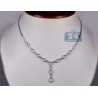 Womens Diamond Y Shape Drop Necklace 18K White Gold 3.90ct 16.5"