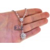 Womens Diamond Cluster Y Shape Necklace 18K White Gold 3.61ct
