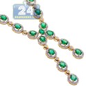 18K Yellow Gold 7.89 ct Diamond Emerald Womens Lariat Necklace