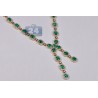 Womens Diamond Emerald Lariat Necklace 18K Yellow Gold 7.89ct 18"