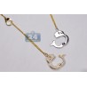 Womens Diamond Handcuffs Necklace 18K Two Tone Gold 0.55ct 24"