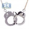 Womens Diamond Handcuffs Necklace 18K Two Tone Gold 0.54ct 30"