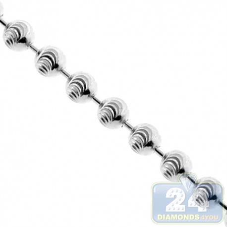 925 Sterling Silver Army Moon Cut Bead Unisex Chain 2 mm
