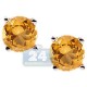 925 Sterling Silver 1.00 ct Citrine Womens Stud Earrings