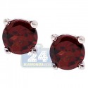 925 Sterling Silver 1.20 ct Garnet Womens Stud Earrings