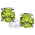 925 Sterling Silver 1.00 ct Peridot Womens Stud Earrings
